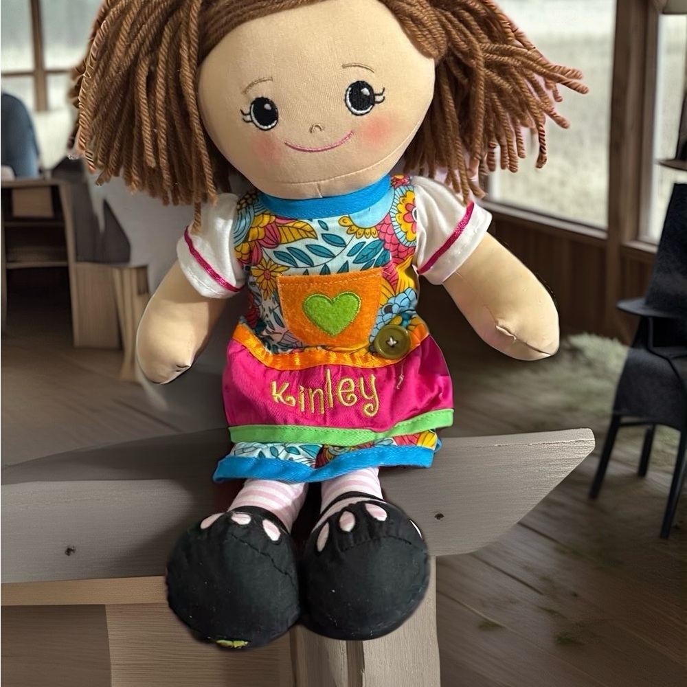 Colorful Plush Doll with Embroidered Dress